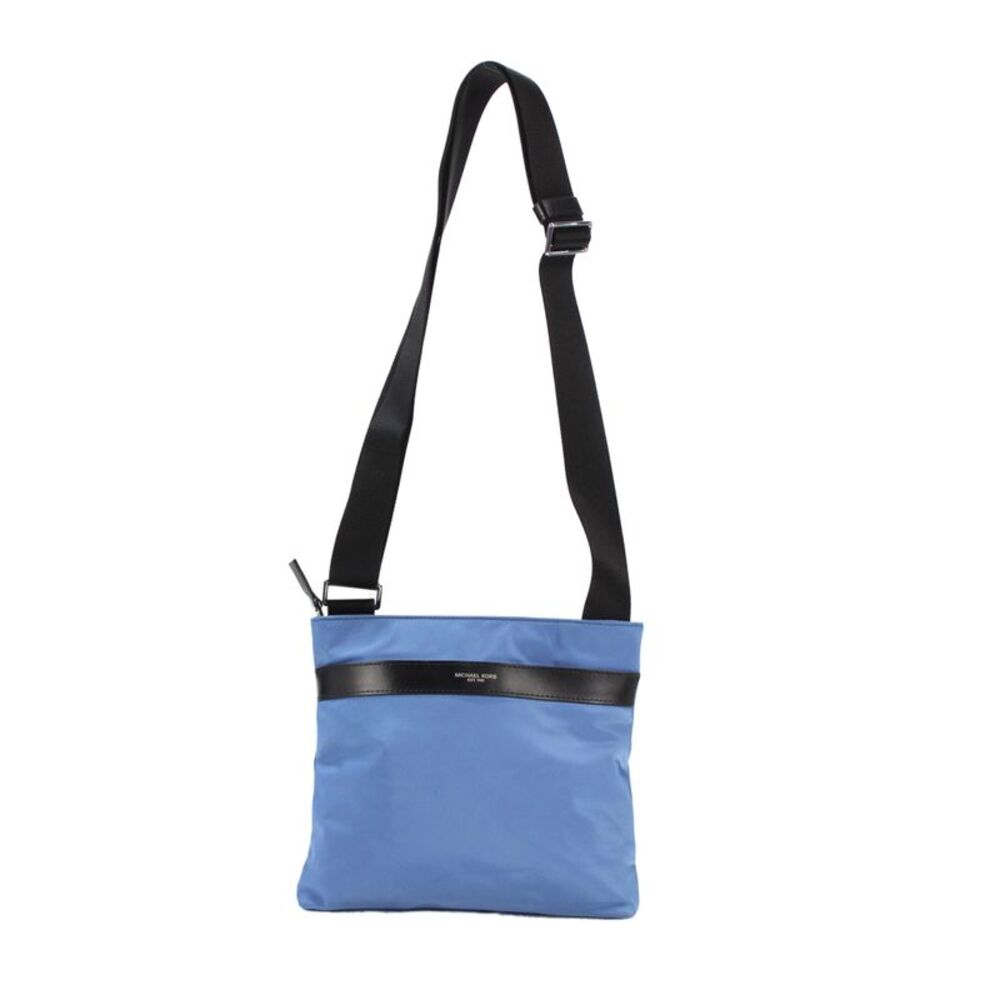 Michael Kors Womens Nylon Flat Zippered Crossbody Handbag Solid Blue